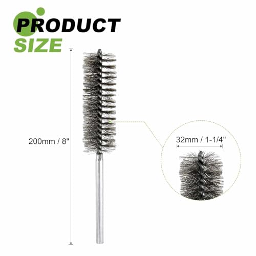 HARFINGTON 4pcs Wire Bore Brush 8 x 1-1/4" 5/16 Inch Shank Stainless Steel Bristles Cleaning Brush for Clean Car Part Tube Kitchen Garage - size: 8 x 1-1/4"