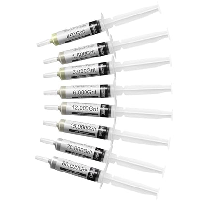 Diamond Paste Polishing Compound Kit for Stropping, 8 Pack, 450-80,000 Grit - style: Medium 30% concentration