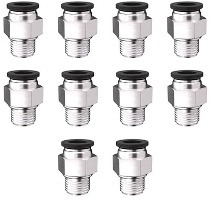 10PCS Push to Connect Fittings 1/2 Inch Tube OD x 1/4 Inch NPT Thread Pneumatic Male Straight Connector Air Fittings - size: 1/2"OD x 1/4"NPT 10PCS