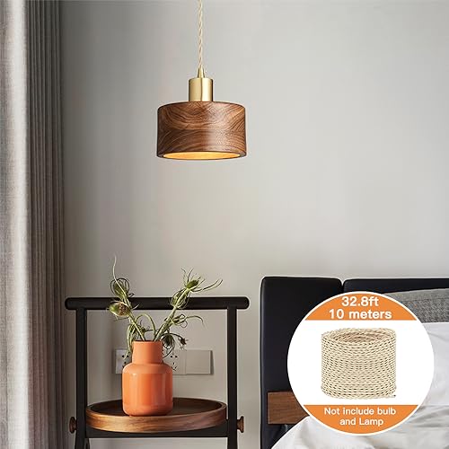 Helunsi 32.8 ft Twisted Cloth Covered Wire, 18/2 Champagne Gold Lamp Cord - color: Champagne Gold