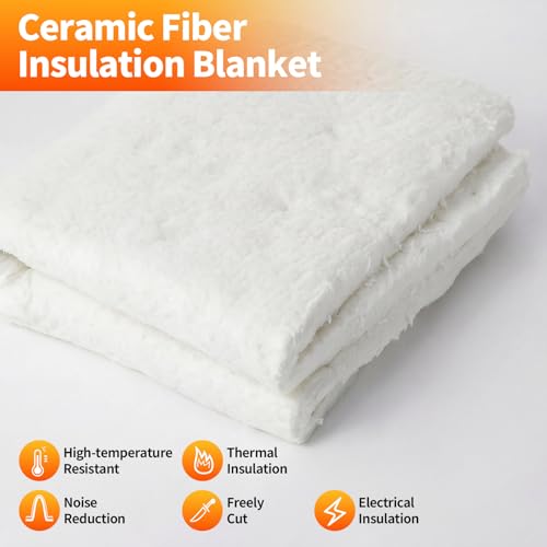 Ceramic Fiber Blanket 24"x26"x1" Thick, 2400F Fireproof Insulation 832-3390