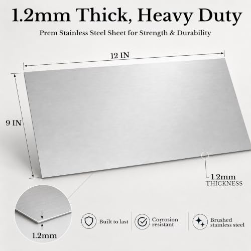 2 Pack 430 Magnetic Stainless Steel Sheets, 18 Gauge 12"x 9" Brushed Metal - size: 12″× 9″