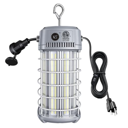 150W LED Temporary Work Light, 24750LM Jobsite Light, Linkable Up to 5 Lights, ETL & DLC Listed, IP64 Waterproof, 5000K Daylight, 100-277V AC Construction Work Light for Garage Warehouse Workshop - color: Gray