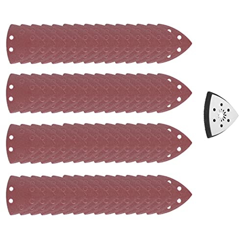 Sanding Paper, 61Pcs 90mm Multi Function Sanding Pad Triangular Sandpaper Quick Release Blade Replacement, Case, Scraper Detail Sander Paper