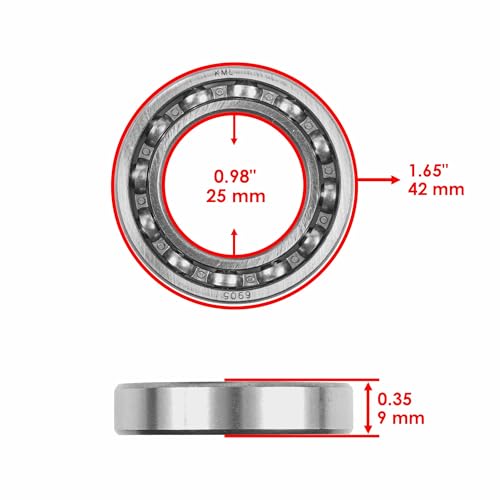 Caltric 61905 Deep Groove Open Type/No Seals Ball Bearing 25x42x9 mm/Qty 6