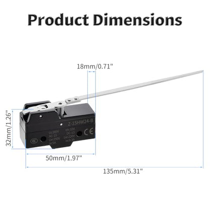 2 Pcs Z-15HW24-B Micro Limit Switch, 5A 250VAC Micro Switch, SPDT - color: Z-15HW24-B