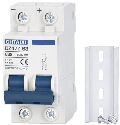 DC Miniature Circuit Breaker, 2 Pole 500V 32 Amp - size: 32A