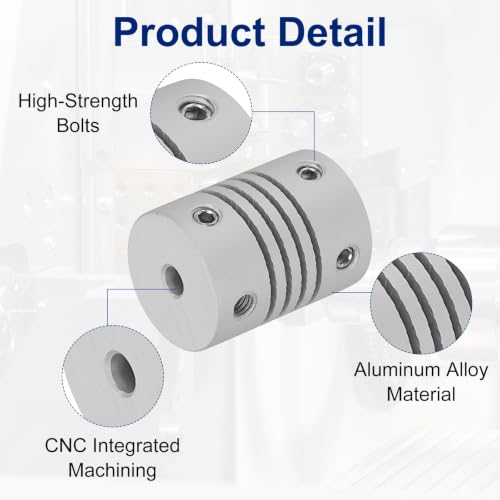 Flexible Shaft Coupling(3mm|6.35mm): 4 Pcs Silver Aluminum Alloy - color: Silver, size: 3mm x 6.35mm (15mm OD, 25mm L)