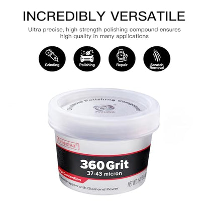 Diamond Paste Lapping Compound, 360 Grit, 40 G, Fast Cutting and Grinding - size: 360Grit, style: 1.41 oz (40g)