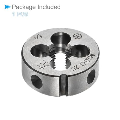 Round Thread Repair Die, M10x1.25 Die 30mm OD, Alloy Tool Steel Left Hand Cylindrical Pipe Threading Tool with 4 Chip Holes - (Applications: for Threading Repairing) - size: M10x1.25