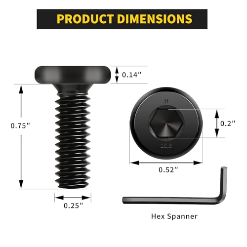 Socket Cap Machine Screws 1/4 x 3/4 25PC, Flat Head Hex Socket - size: 1/4-20 x 3/4, style: Flat