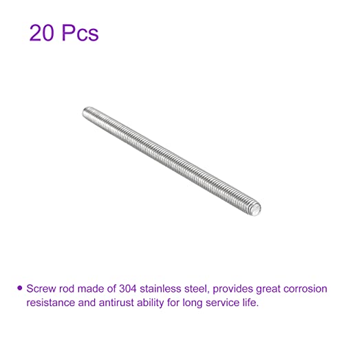 DMiotech 20 Pack M4 x 70mm Fully Threaded Rod 304 Stainless Steel Right Hand Threads Rod Bar Studs Clamps and U-Bolts - size: M4 x 70mm