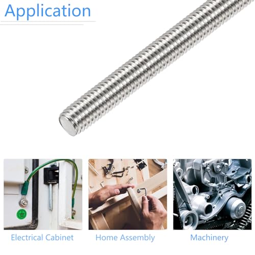 TOP-VIGOR 2Pcs M10-1.5 x 180mm Length Fully Threaded Rod, 304 Stainless Steel Right Hand Threaded Rods, Fully Studding Rod Bar for Anchor Bolts, Clamps, Hangers and U-Bolts - size: M10 x 180mm