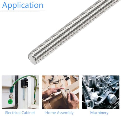 TOP-VIGOR 5Pcs M6-1.0 x 70mm Length Fully Threaded Rod, 304 Stainless Steel Right Hand Threaded Rods, Fully Studding Rod Bar for Anchor Bolts, Clamps, Hangers and U-Bolts - size: M6x70mm, 5pc