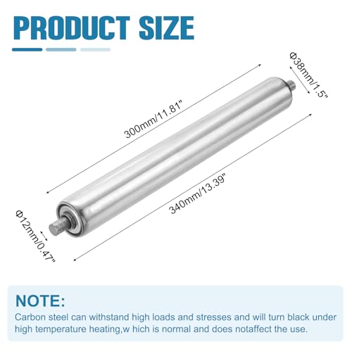 MECCANIXITY Stainless Steel Conveyor Roller 1.5" Diameter 12" Length Gravity Transmission Replacement Part Galvanized End (Silver) - size: 1.5"x12"