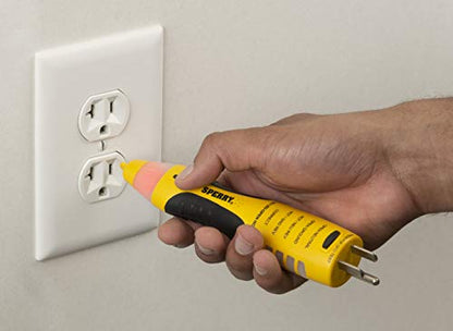 Sperry Instruments VD7504GFI DualCheck 2-in-1 Non-Contact Voltage Detector + GFCI Outlet Circuit Analyzer, 360° Visual & Audible Indicators, 50-1000V AC, 250 lb. Crush Rating