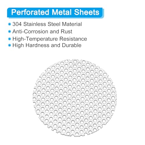 PATIKIL 2" Dia 304 Stainless Steel Perforated Sheet 0.06" Hole 2 Pcs - size: 2inch