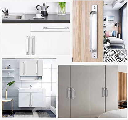 szhdxsy Pack of 2 Aluminium Alloy Sliding Barn Door Handle, Sliding Door Pull Handle Cabinet Door Handles, Drawer knobs, Kitchen Handles,Cabinet Door knobs ，Silver