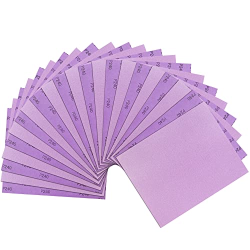 LotFancy 240 Grit Sandpaper, 30PCS 9 x 11” White Fused Alumina Wet Dry Sanding Sheets, for Automotive Metal Sanding Polishing, Wood Finishing, Purple - size: 240 Grit