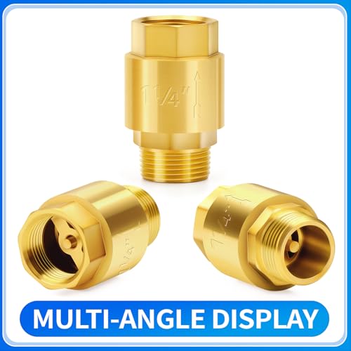 ChillWaves Brass In-Line Spring Check Valve 1-1/4" NPT Male x 1-1/4" NPT Female Thread, One-Way Non-return Vertical Check Valve for Backflow Prevention(1-PACK) - size: 1-1/4" MNPT x 1-1/4" FNPT