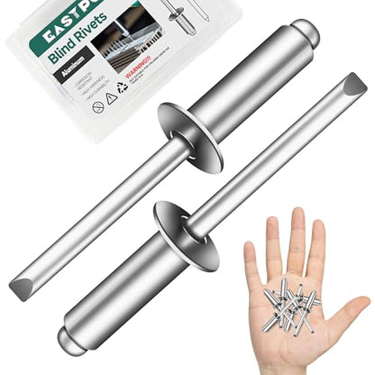 100 Pcs 1/4" x 3/4" Aluminum Blind Pro Rivets, 6.4 x 20mm Pop Rivets, 1/4 Rivet Aluminum Grip and Steel Mandrel - color: Silver, size: 1/4" x 3/4"