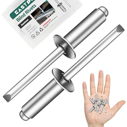 100 Pcs 1/4" x 3/4" Aluminum Blind Pro Rivets, 6.4 x 20mm Pop Rivets, 1/4 Rivet Aluminum Grip and Steel Mandrel - color: Silver, size: 1/4" x 3/4"