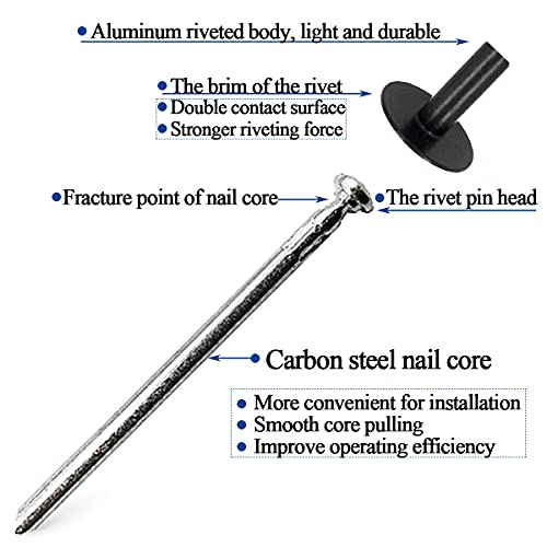 Alloypro 40pcs Black Large Flange Blind Rivets, Aluminum,Flange Diameter 5/8" (16 mm),Pop Rivets Assortment Kit Blind Rivet,3/16" x 1-3/16",Grip Range(20-25mm) - size: Black 4.8*30mm