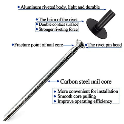 Alloypro 40pcs Black Large Flange Blind Rivets, Aluminum,Flange Diameter 5/8" (16 mm),Pop Rivets Assortment Kit Blind Rivet,3/16" x 1-3/16",Grip Range(20-25mm) - size: Black 4.8*30mm