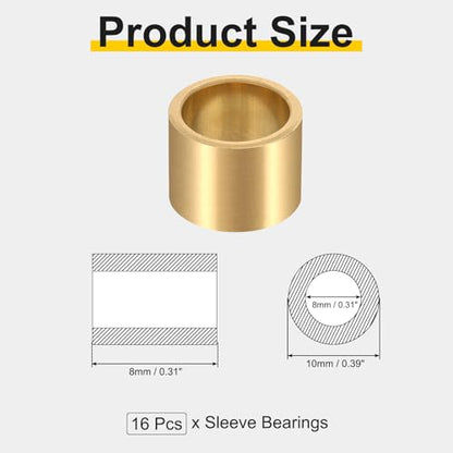 uxcell 16Pcs Sleeve Bearings, 8mm Bore x 10mm OD x 8mm Length - size: 8mm Bore x 10mm OD x 8mm Length