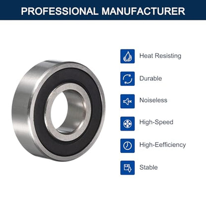 6202-2RS Deep Groove Ball Bearings, ID 15mm x OD 35mm x Width 11mm Double Rubber Sealed Ball Bearing Pre-Lubricated Chrome Steel Z2 Lever 10pcs - size: 6202-2RS 15x35x11mm