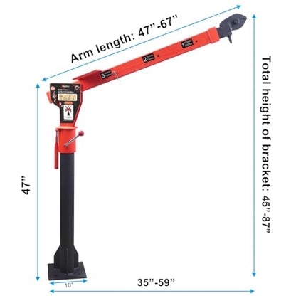 Pismire 1100lb Folding Truck-Mounted Jib Crane - 3500lb 12V Electric Winch Combo, 360° Swivel, Dual Remotes (Infrared/Wired), Painted Steel，Orange - size: 1100 with 3500 winch RC