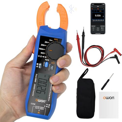 OWON Digital Clamp Meter Auto Range 20000 Counts AC/DC Resistance Capacitance Tester Multiple Measurement Functions NVC VFC Diode Overload Protection True RMS Multimeter CM2100B
