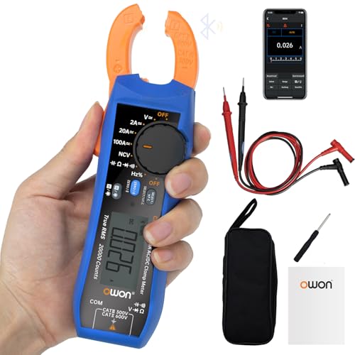 OWON Digital Clamp Meter Auto Range 20000 Counts AC/DC Resistance Capacitance Tester Multiple Measurement Functions NVC VFC Diode Overload Protection True RMS Multimeter CM2100B