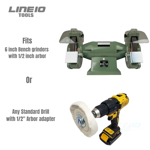2pk 6in Hard Felt Buffing Wheel with 1/2 Inch Arbor Drill Adapter