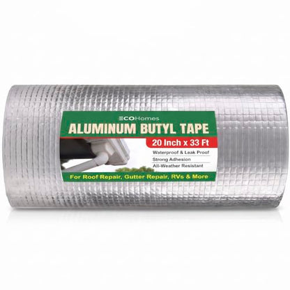 ECOHomes Aluminum Butyl Tape Waterproof for Leaks (20 Inch Wide) - size: 20 Inch x 33 FT