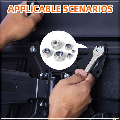 200pcs 304 Stainless Steel Nylon Insert Lock Nut Assortment Kit M2-M8