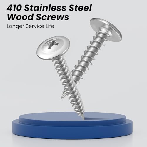 #8 x 1-1/2 Inch Wood Screws Phillips Modified Truss Head Stainelss Steel 410 Self Tapping Metal Screws,Silver(1Ib,125Pcs) - color: Silver 1lb Box, size: 8 x 1-1/2"