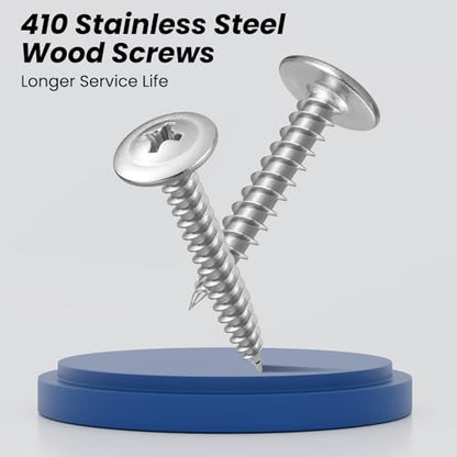 #8 x 1-1/2 Inch Wood Screws Phillips Modified Truss Head Stainelss Steel 410 Self Tapping Metal Screws,Silver(1Ib,125Pcs) - color: Silver 1lb Box, size: 8 x 1-1/2"
