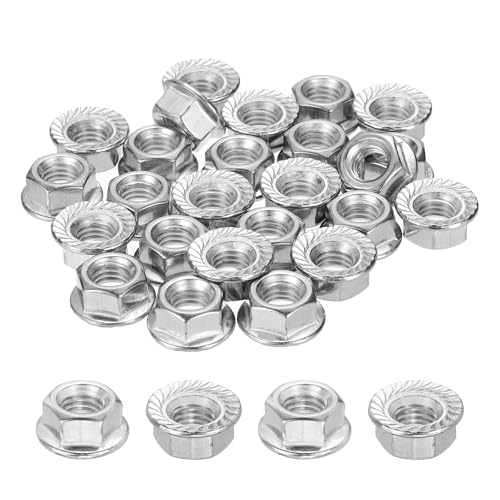 50Pcs Serrated Flange Hex Nuts-M8-1.25-Coarse 304 SS Bright Finish - color: Silver, size: M8-1.25