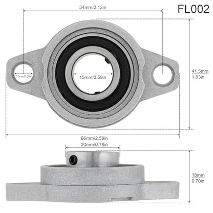 4Pcs KFL002 15mm Inner Bore Mounted Flange Mounted Pillow Block Bearings for Diameter 15mm Linear Shaft Rod T8 Lead Screw - size: KFL002(15mm)