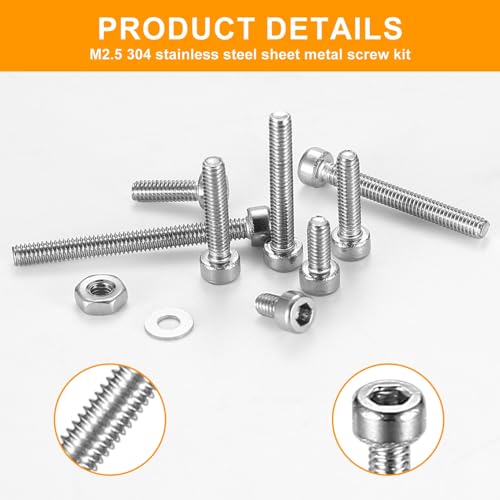 840Pcs Silver Stainless Steel M2.5 Hex Socket Screws & Nuts Assortment Kit - color: M2.5 840 Silver