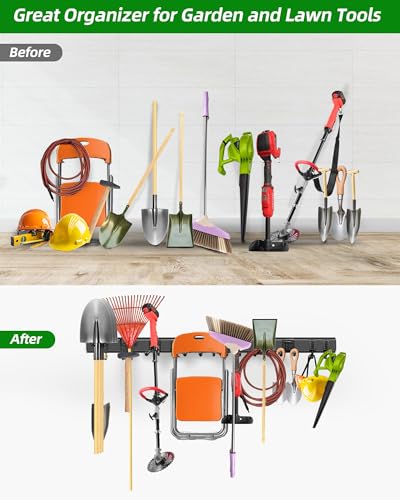 PIYILO 64 in Garage Tool Organizer Wall Mount, Adjustable Tool Storage Rack - size: 64 inch 10-Hook