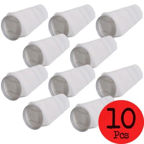 (10 Pack) #2 Size 1 Micron Liquid Filter Bags, Polyester Felt Material, Polypropylene Ring, 7-1/16" Diameter x 32" Length, 4.4 Square Feet Surface Area, Max Temperature 300°F, Welded Seams