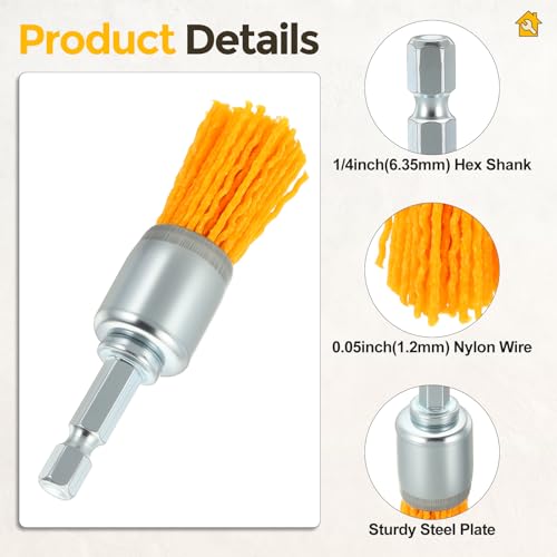 8pcs Wire Brush for Drill Kit, 1/4in Shank, Nylon, 80-240 Grit
