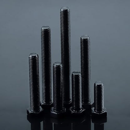 3/8-16 x 3-1/2" Hex Bolts with Nuts and Washers (6 Sets), 18-8 (304) Stainless Steel, External Hex Drive, Black Oxide Coated Hexagon Head Bolts Screws, Fayeploo - size: 3/8-16 x 3-1/2"