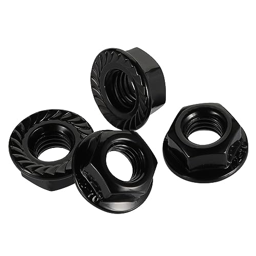 1/2-13 Serrated Flange Hex Lock Nuts Flanged Locknuts, 304 Stainless Steel 18-8 Black Finish, 10 PCS - size: 1/2-13