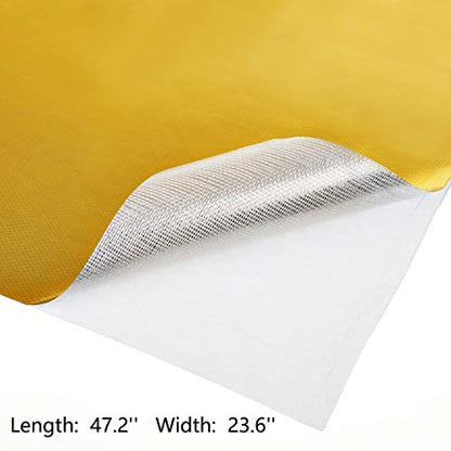 BBTO Heat Reflective Sheet Adhesive Backed Aluminized Fiberglass Heat Shield Tape Protection Barrier Resistant Material for Hose and Auto Use Insulation Sheet(Gold, 24 x 48 Inch) - color: Gold, size: 24 x 48 Inch