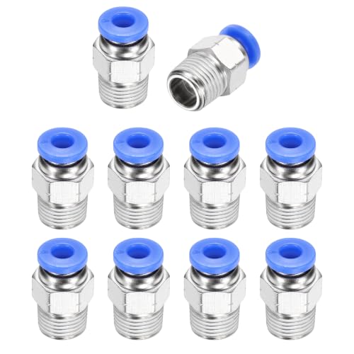 10Pcs Pneumatic Push to Connect Fitting Fit 4mm OD Tube 1/8 MNPT - color: Blue, size: 4mm OD x 1/8 NPT