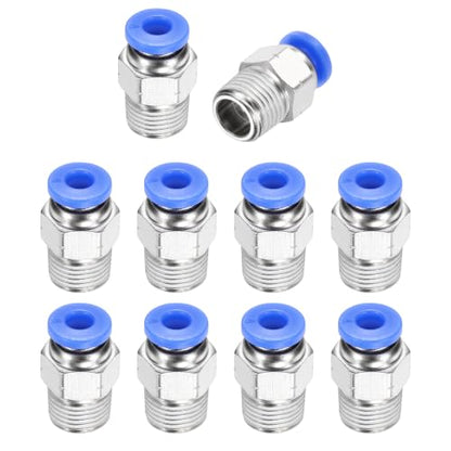 10Pcs Pneumatic Push to Connect Fitting Fit 4mm OD Tube 1/8 MNPT - color: Blue, size: 4mm OD x 1/8 NPT