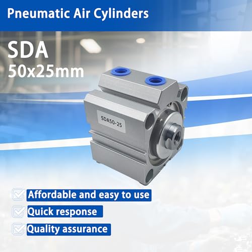 CG WEITENG Pneumatic Pneumatic Small Thin Cylinder Aluminum Pneumatic Air Cylinder for Pneumatic and Hydraulic Systems SDA (50mmx25mm) - color: 25 mm, size: SDA-50 mm